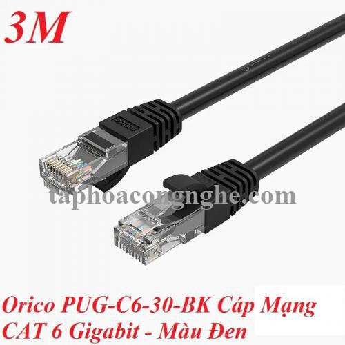 Orico 97378 PUG-C6-30-BK cat6 gigabit 3m màu đen Cáp mạng 30097378